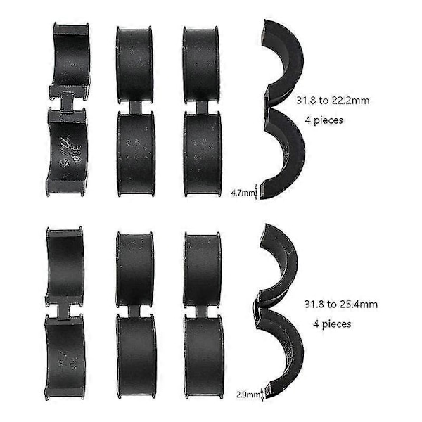 8 stk. Cykelstyr Silicone Pakninger 31,8 Til 25,4/22,2 Styr Pakning, Styr Pakning Adapter
