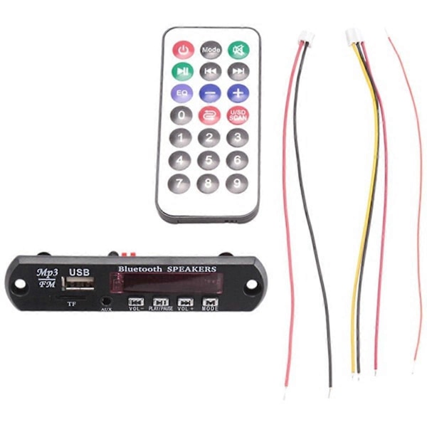 Bluetooth MP3 5.0 Dekoder Board DC 5V 12V Bil FM Radio Modul Understøtter TF USB AUX til Biltelefon
