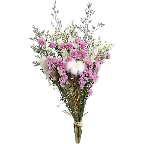 Tørrede Blomster Rosa Bomuldsblomster Håndlavede Pynt Hjem DIY Blomster Vase - Rosa