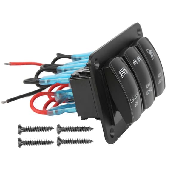 5-pins 3-gang vippebryterpanel med LED-lyslistbryter, blå bakgrunnsbelysning, DC12-24V for båt, bil, ATV, UTV