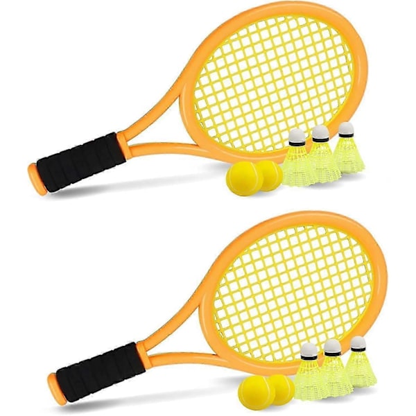 Lasten tennismaila kantolaukulla, 4 pehmeää harjoituspalloa ja 6 sulkapallomailaa, lasten tennismaila lahjasetti ulko- ja sisäurheiluun