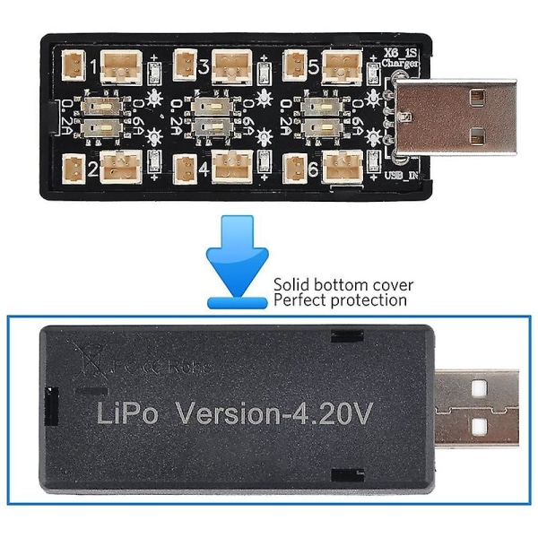 1s Lipo Batteri USB-lader 3.7v/4.20v 6 Kanaler 1s Lipo Lader - Jst 1.25 Jst-ph 2.0 Mcx Mcpx Con