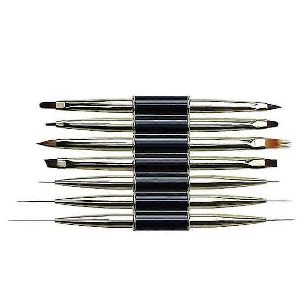 Dubbeländad Nagelkonst Ränder Linjer Liner DIY Målarpensel Flytande Pulver Akryl UV Gel Förlängning Byggare Fransk Ritpenna