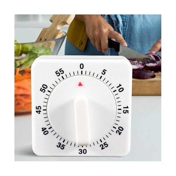 2-pack Kvadratisk 60 Mekanisk Kökstimer, Kocktimer Klocka Med Hög Alarm