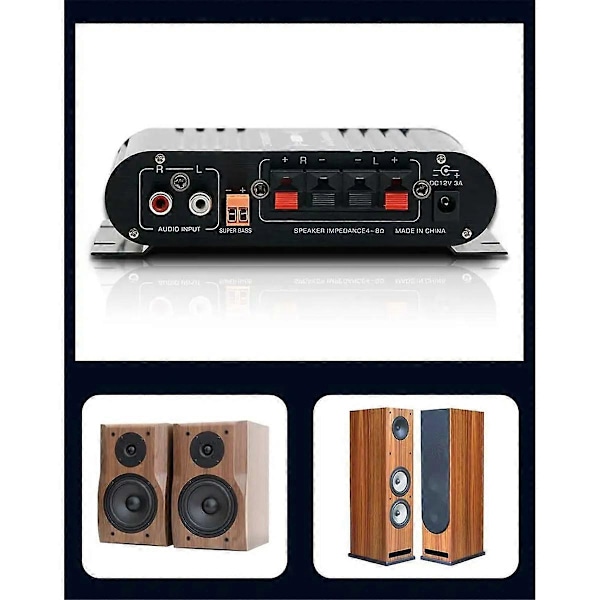 Mini Digital Power Audio Bilforstærker Blåt Lys Stereo Audio Forstærker til Hjemmebiograf Klub Musik