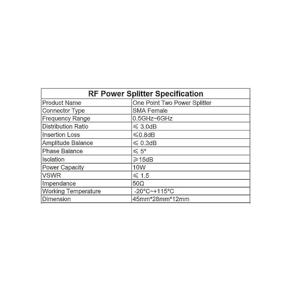 SMA Microstrip Power Splitter One Point Two 0.5ghz-6ghz Rf Power Splitter Combiner Wifi 10w