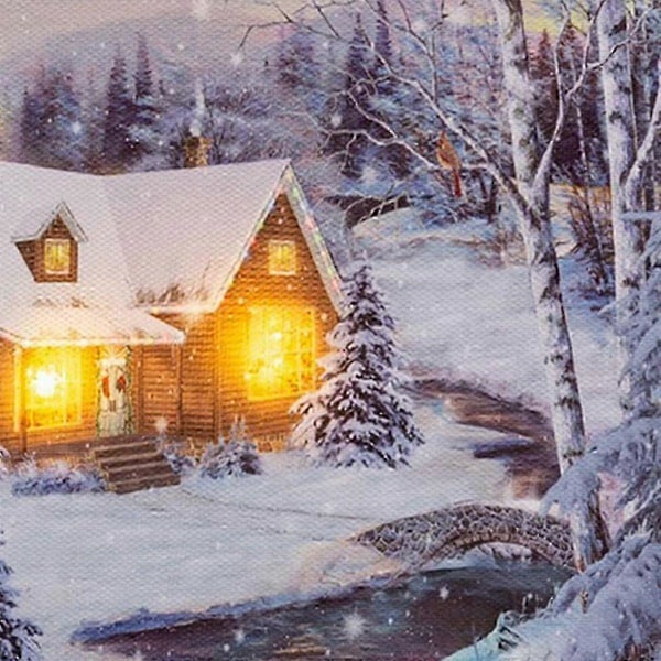 Målning Jul Flerfärgad Trä Canvas 20 x 15 x 1,8 cm