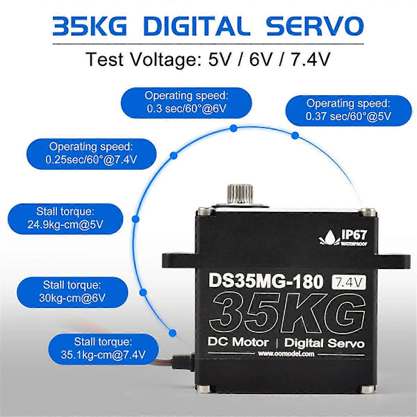35KG RC Servomotor för RC Bil Robot Mekaniska Armar, 180 Grader