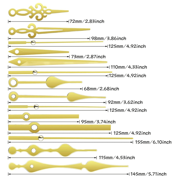 2 stk 20 mm klokkeverkmekanisme Kvarts DIY klokkeverk med 5 gullpar hender Klokker reparasjon