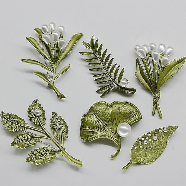 corsage ginkgo blad perle blomst brosje dame
