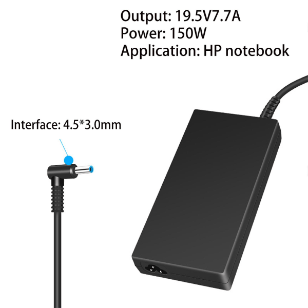 For Hp Zbook 150w 19,5v 7,7a AC-lader Pc Laptop Strømforsyning Adapterledning