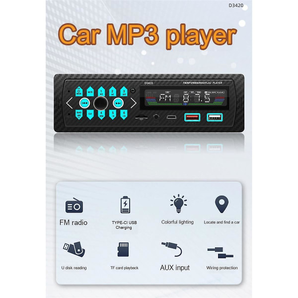Bil Mp3-spelare Smart Bluetooth Handsfree USB -kort Förlustfritt ljudkvalitet Bilförstärkare Radio
