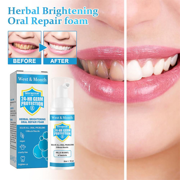 3st Jorondy Teeth Munskölj, 30ml Ört Brightening Oral Repair Foam Djuprengöring
