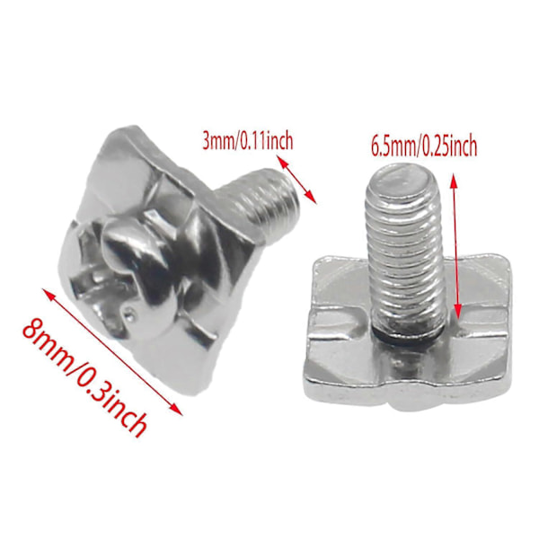 32 stk. firkantede terminalskruer M3 terminalblokkskruer med 8x8mm firkant