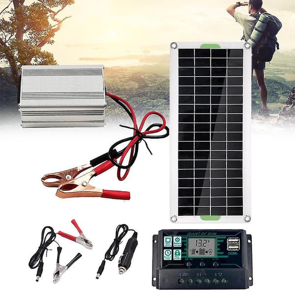 Monokrystallinske paneler System Kit Solcellepanel Kit Lett Bærbar Solcelle Inverter Kit for Båter Biler