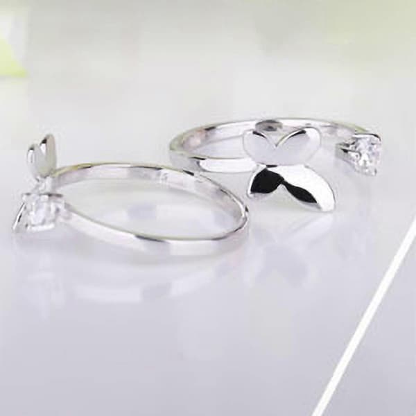 Dam Mode Diamant Fjärilsstil Öppen Justerbar Ring
