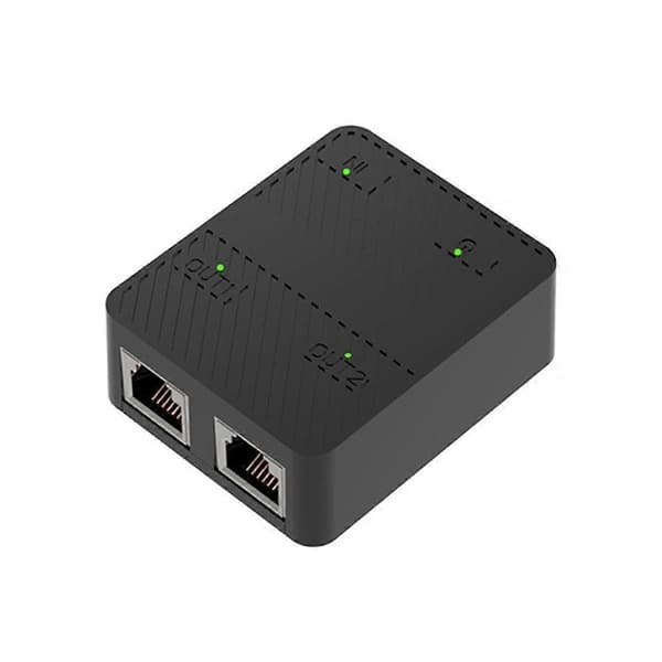 2 Ports Gigabit Netværksswitch RJ45 Switch Netværkssplitter Kabel Forlænger 1000mbps Vælg Adapter 1 ind 2 ud Sort