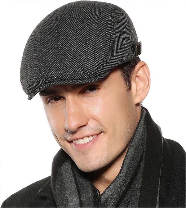 Herre Flat Caps Beret Tweed Klassisk Tweed Kasket Grey Herringbone