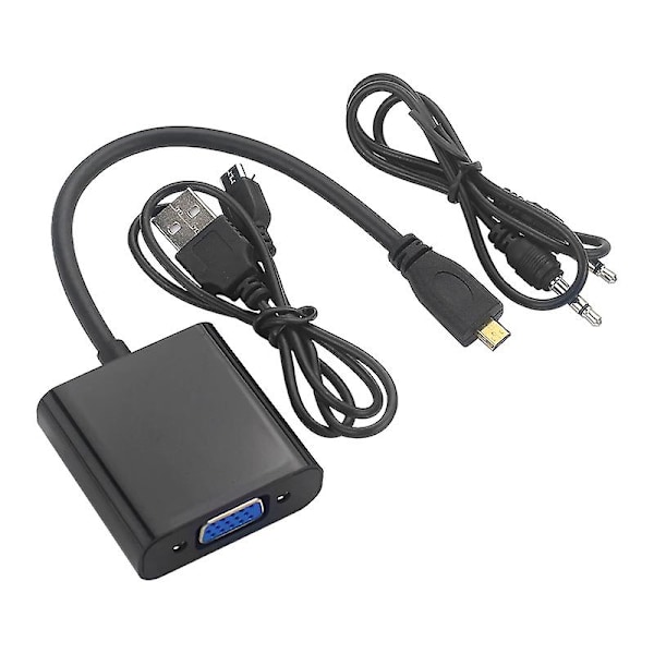 Micro-VGA-sovitinkaapeli 1080P-videomuunnin ääniliittimellä USB-virtakaapeli kameralle 4