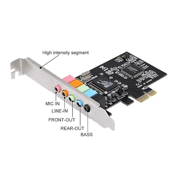 PCIe Lydkort 5.1 Internt Lydkort 3D Stereo PCI-e Lydkort 32/64 Bit PCI Express PC Lydkort CMI8738 Chip