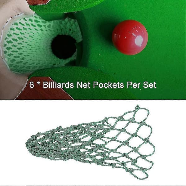 6 stk./sæt Grønt Billard Poolbord Sæt Tilbehør, Nylon Netpose Udskiftning