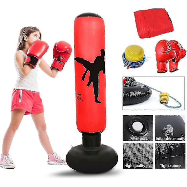 Punching Bag til børn. Oppustelig boksesæk. Boksesæt til børnetræning. Øjeblikkelig rebound - Ri