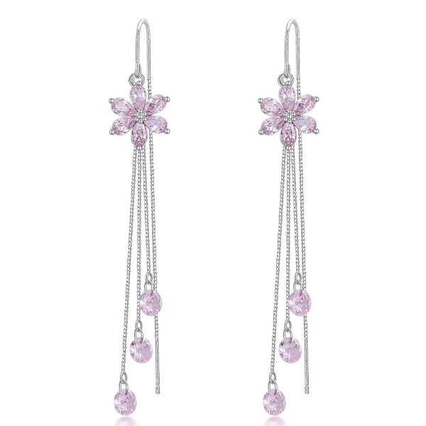 925 Sterling Silver Blomtråd Örhängen Blomma Hoop Örhängen Daisy Hängande Örhängen Dra Genom Örhängen För Kvinnor Flickor