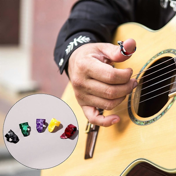 15 stycken gitarrplockringar tumfingerplock i rostfritt stål för akustisk gitarr banjo