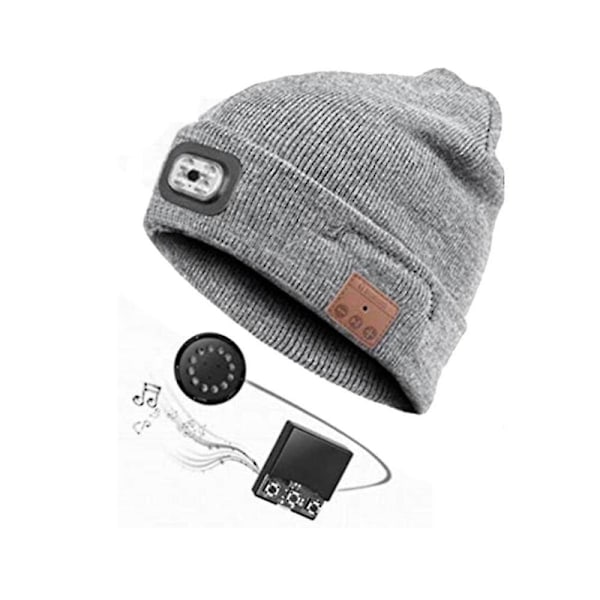 For Snømåking Vinter Varm Bluetooth Hodelykt Lampe Lue med LED Musikk Cap Høyttalere & Mic Ørepropper, c