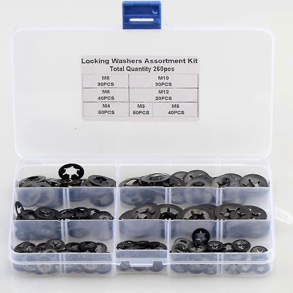 260 stk/sett Metall Starlock Push-on Låseskive Feste Stjernemutter Assortert Sett Beste Gave