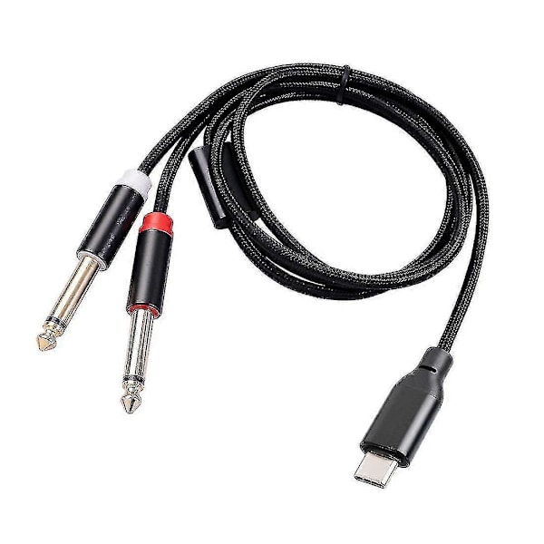 USB-C til Dobbelt 6,35 mm Audio Stereo Kabel Type-C til Dobbelt 6,35 mm Audioledning kompatibel Smartphone Multimedia+mki