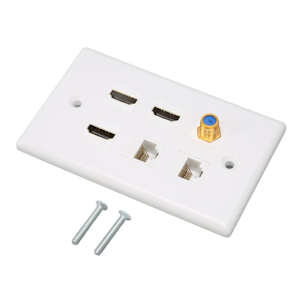 6-Port HD Multimedia Interface Väggplatta för Hem-TV F-Huvud och CAT6 Nätverk AV