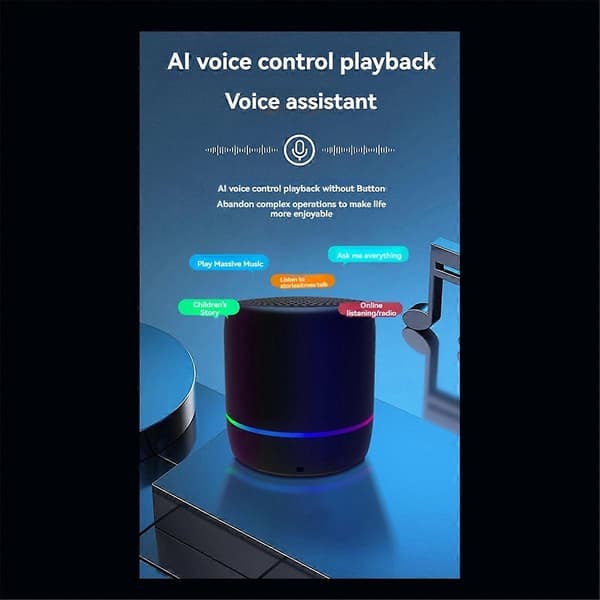Bærbar Bluetooth-højtaler med AI-stemmestyring Mini Subwoofer