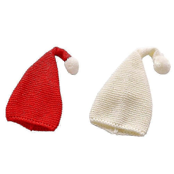2 st Julstickade Mössor Ullgarn Med Lång Svans Fluffig Boll Höst Vinter Portabla Tomtemössor För Barn