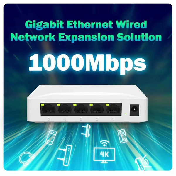 Nätverksswitch 5 portar 100/1000mbps Gigabit nätverksethernetswitchadapter Fast Rj45 Ethernet-switc