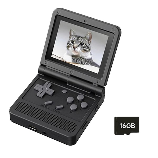 V90 Retro Spillekonsol 16g 3.0 Tommer Ips Skærm Håndholdt Spilafspiller Åben Kilde Bærbar Mini Konsol Sort