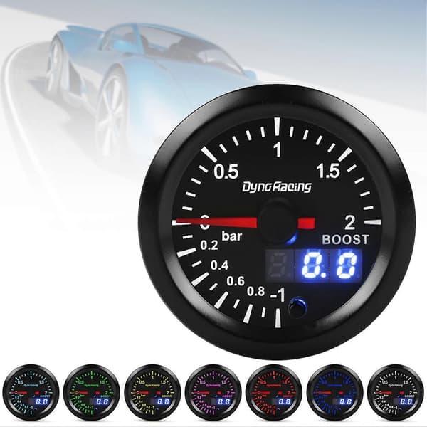 Turbo Boost Mätare Dubbel Display 2 Bar Med Boost Sensor 52mm 2 Tum Turbo Tryckmätare För Bil