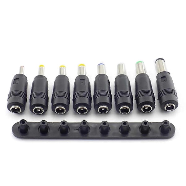 Universal DC-kontakt 5.5x2.1mm till 8 pluggar adapter för laptop notebook
