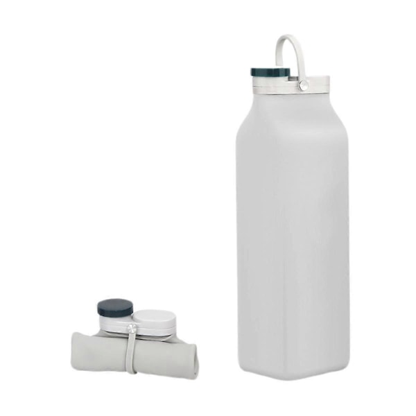 Sammenklappelig Vandflaske BPA Fri - Foldbar Vandflaske til Rejser Sportsflasker med Trefoldig Lækagesikker Letvægts 20oz (Grå)