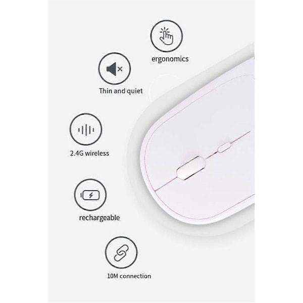 Trådløs Mus Bluetooth 2.4G Bærbar Støjsvag Ergonomisk Mus Til Laptop Tablet Notebook Mobiltelefon