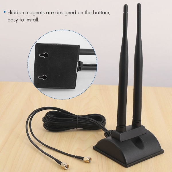 2,4g/5g dual-band antenne med 6,5 fot forlengelseskabel 6db magnetisk base trådløst nettverkskort Wifi S
