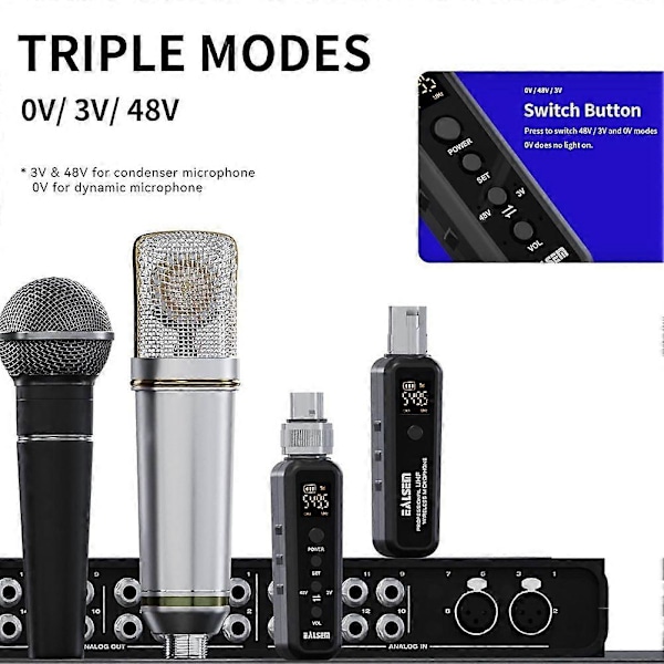 UHF Trådløst XLR Sender-Mottaker System for Dynamisk & Kondensatormikrofon & Gitar 540-590MH