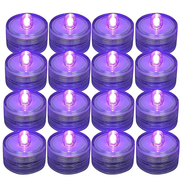 12 kpl upotettava led-valo, violetti kynttilän teevalo, paristokäyttöinen