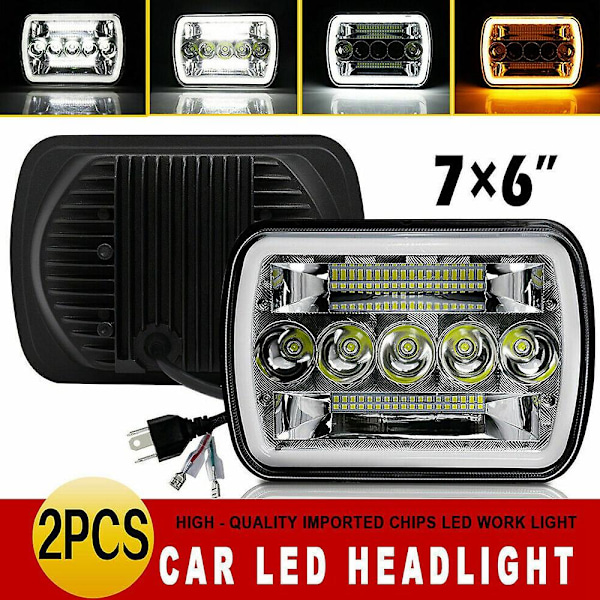 1 par 240w 5x7 tommer 7x6 tommer LED forlygte Hi-lo stråle Halo Drl til Wrangler Xj Yj