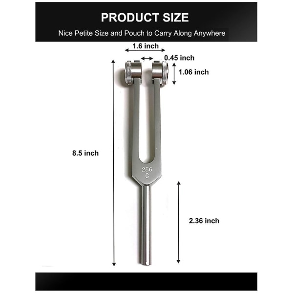 256Hz 256C Stemmegaffel i aluminiumlegering med hammer for nervesystemtesting, lydhealingsterapi