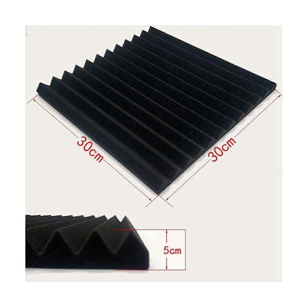 Akustiske Skumplater 12 stk, Lydisolerte Veggpaneler 30x30x5cm, Høydensitets Lydabsorberende Panel f