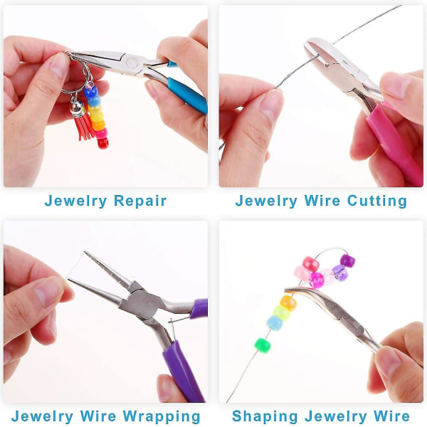 4 st Smycketillverkningsverktyg Kit Smycketång med nåltång för hantverk Trådlindning juvel