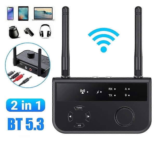 Bluetooth 5.3 Sender Mottaker Lydadapter med Lang Rekkevidde for TV Hjemmestereoanlegg