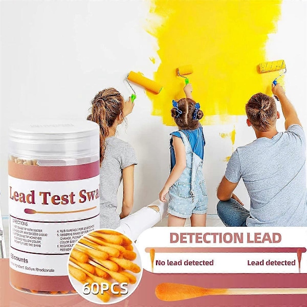 Bly Test Kit Podepinde - Bly Maling Test Kit, Bly Kontrol Podepind Brug, Testresultater i (60 STK)