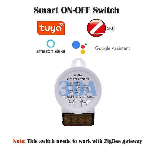 ZigBee Smart Switch Ljus Tuya/Smart Life App Stöd Röststyrning 30A Spänning AC 90-250V, Vit